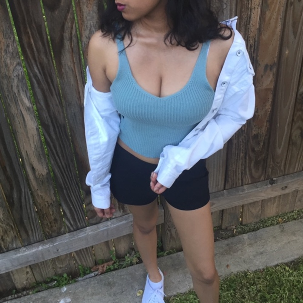 Cropped teal sweater